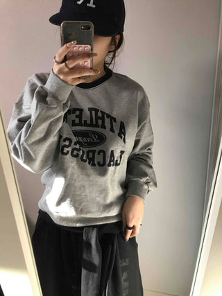 Vintage Athletic Lettering Loose Fit Sweatshirt