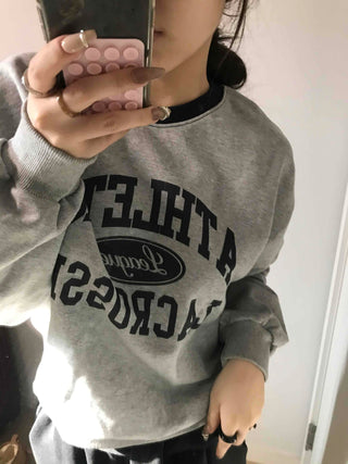 Vintage Athletic Lettering Loose Fit Sweatshirt