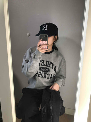 Vintage Athletic Lettering Loose Fit Sweatshirt