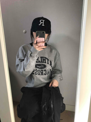 Vintage Athletic Lettering Loose Fit Sweatshirt