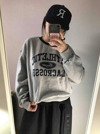 Vintage Athletic Lettering Loose Fit Sweatshirt