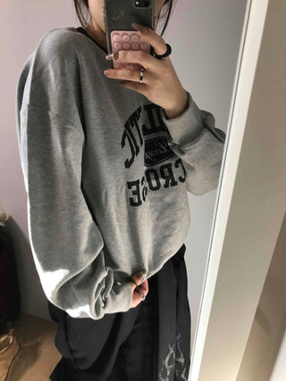 Vintage Athletic Lettering Loose Fit Sweatshirt