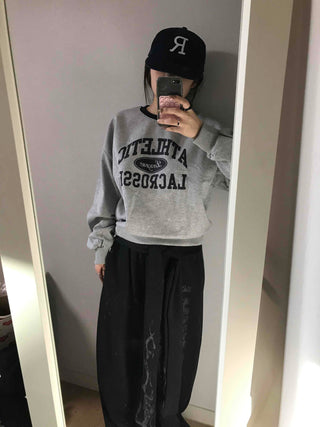 Vintage Athletic Lettering Loose Fit Sweatshirt