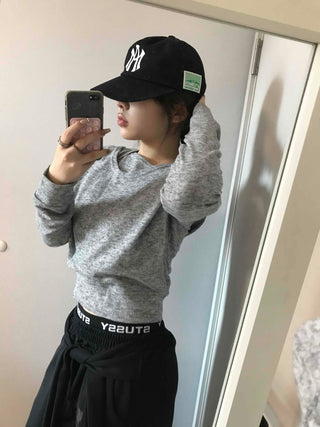 Cold Shoulder Hooded Rib Crop Knit