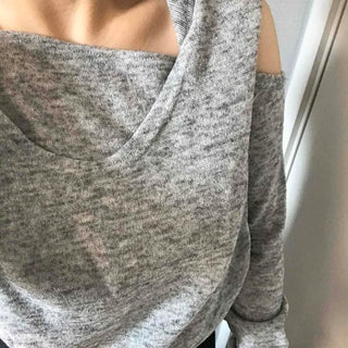Cold Shoulder Hooded Rib Crop Knit