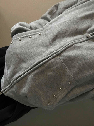Layered Over-the-Shoulder Half Neck Balloon Fit Zip-Up