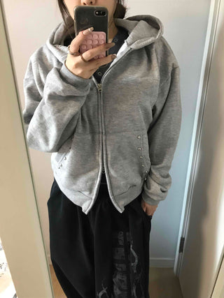 Layered Over-the-Shoulder Half Neck Balloon Fit Zip-Up