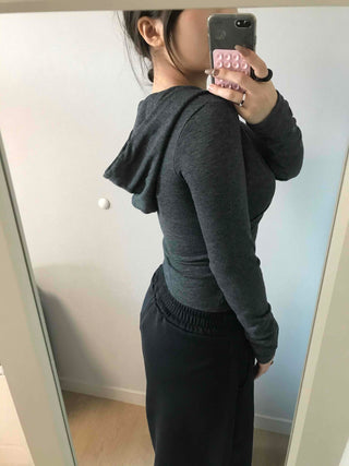 Chic Cooling Zipper Pocket Tapered Hoodie