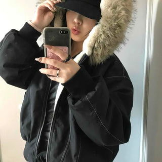 Heavy Heather Long Balloon Fit Fur Padded Jacket