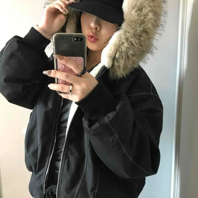 Heavy Heather Long Balloon Fit Fur Padded Jacket