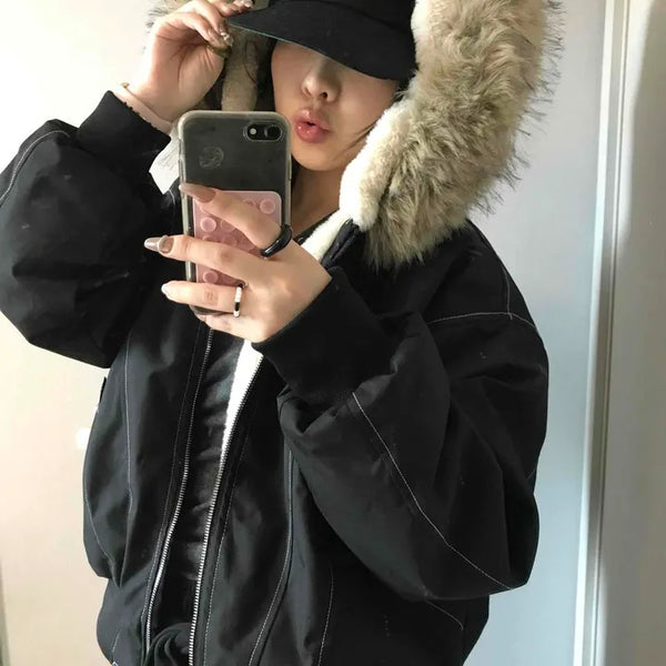 Heavy Heather Long Balloon Fit Fur Padded Jacket