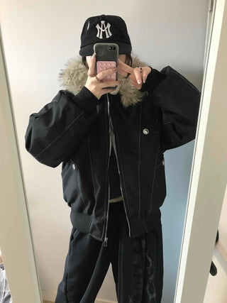 Heavy Heather Long Balloon Fit Fur Padded Jacket