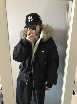 Heavy Heather Long Balloon Fit Fur Padded Jacket