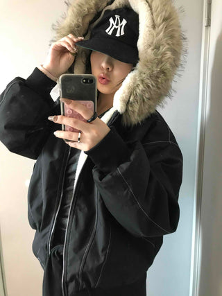 Heavy Heather Long Balloon Fit Fur Padded Jacket