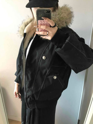 Heavy Heather Long Balloon Fit Fur Padded Jacket