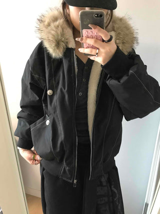 Heavy Heather Long Balloon Fit Fur Padded Jacket
