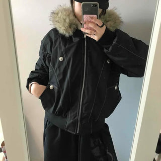 Heavy Heather Long Balloon Fit Fur Padded Jacket