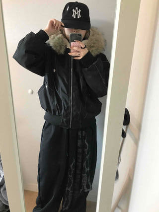 Heavy Heather Long Balloon Fit Fur Padded Jacket