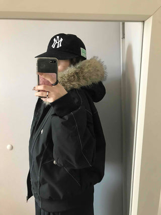 Heavy Heather Long Balloon Fit Fur Padded Jacket
