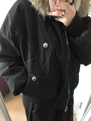 Heavy Heather Long Balloon Fit Fur Padded Jacket