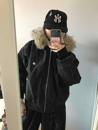 Heavy Heather Long Balloon Fit Fur Padded Jacket