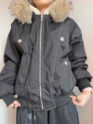 Heavy Heather Long Balloon Fit Fur Padded Jacket