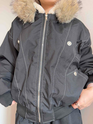 Heavy Heather Long Balloon Fit Fur Padded Jacket
