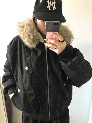 Heavy Heather Long Balloon Fit Fur Padded Jacket