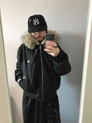 Heavy Heather Long Balloon Fit Fur Padded Jacket