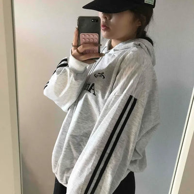 American Stripe Color Block Loose Fit Hoodie