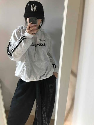 American Stripe Color Block Loose Fit Hoodie