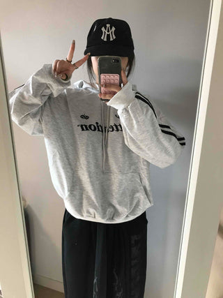 American Stripe Color Block Loose Fit Hoodie