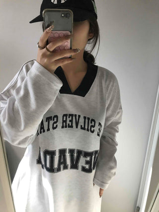 Sporty Lettering V-Neck Hooded Mini Dress
