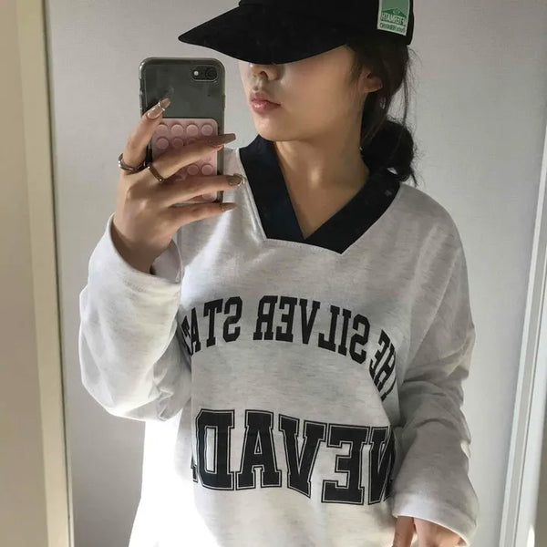 Sporty Lettering V-Neck Hooded Mini Dress