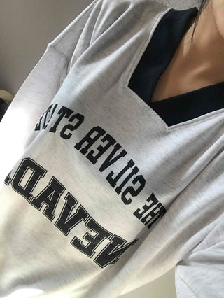 Sporty Lettering V-Neck Hooded Mini Dress