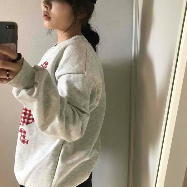 Vintage American Embroidered Patch Loose Fit Sweatshirt