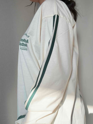 Sporty Lettering Contrast Line Oversized Long Sleeve Tee