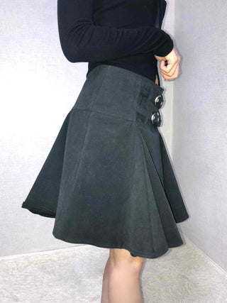 Lace-up Pleated Layered Asymmetrical Midi Skirt