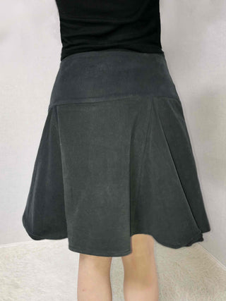 Lace-up Pleated Layered Asymmetrical Midi Skirt