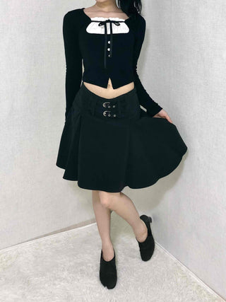 Lace-up Pleated Layered Asymmetrical Midi Skirt