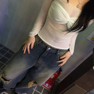 Pino Vintage Washed Damaged Wide Pants