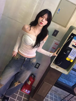 Pino Vintage Washed Damaged Wide Pants