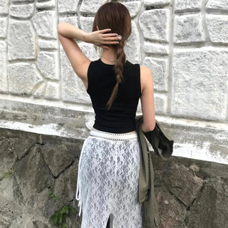 Femo Ribbed Sleeveless Top with Rounded Hem