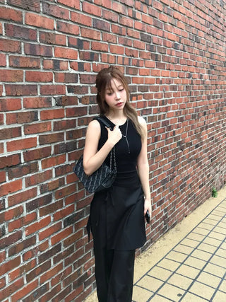Femo Ribbed Sleeveless Top with Rounded Hem