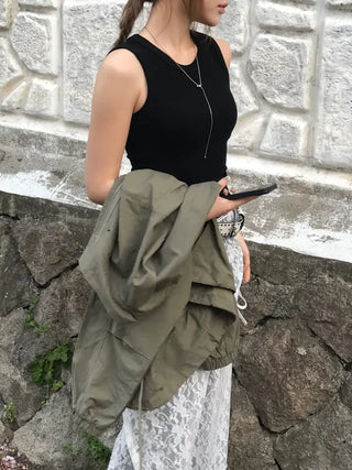 Femo Ribbed Sleeveless Top with Rounded Hem