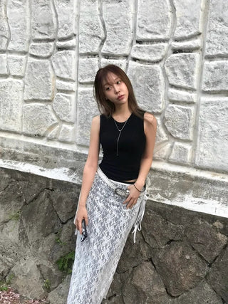 Femo Ribbed Sleeveless Top with Rounded Hem