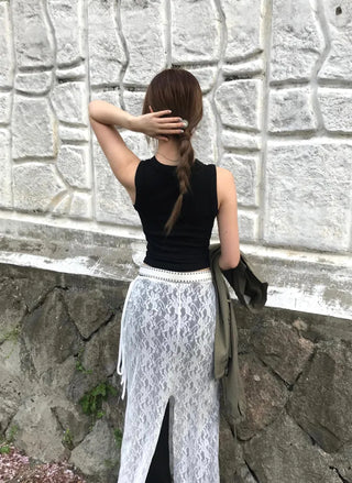 Femo Ribbed Sleeveless Top with Rounded Hem