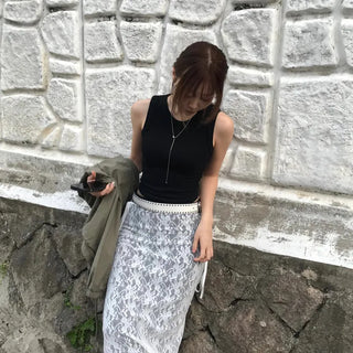 Femo Ribbed Sleeveless Top with Rounded Hem