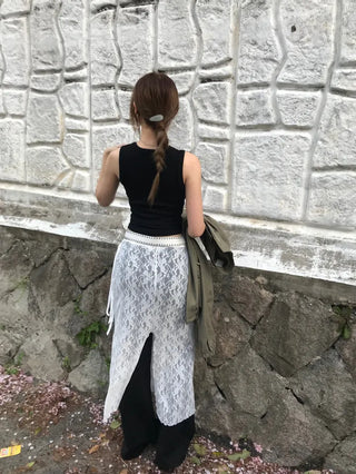 Femo Ribbed Sleeveless Top with Rounded Hem