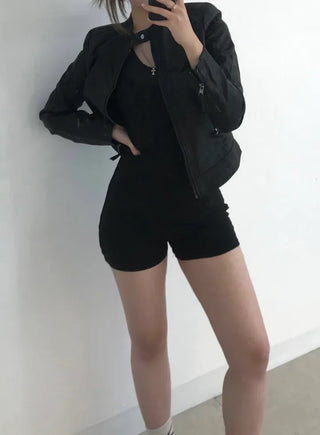 Roa Backstring Black Bodysuit